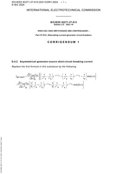 IEC/IEEE 62271-37-013 Ed. 2.0 en Cor.1:2024 - Corrigendum 1 - High ...